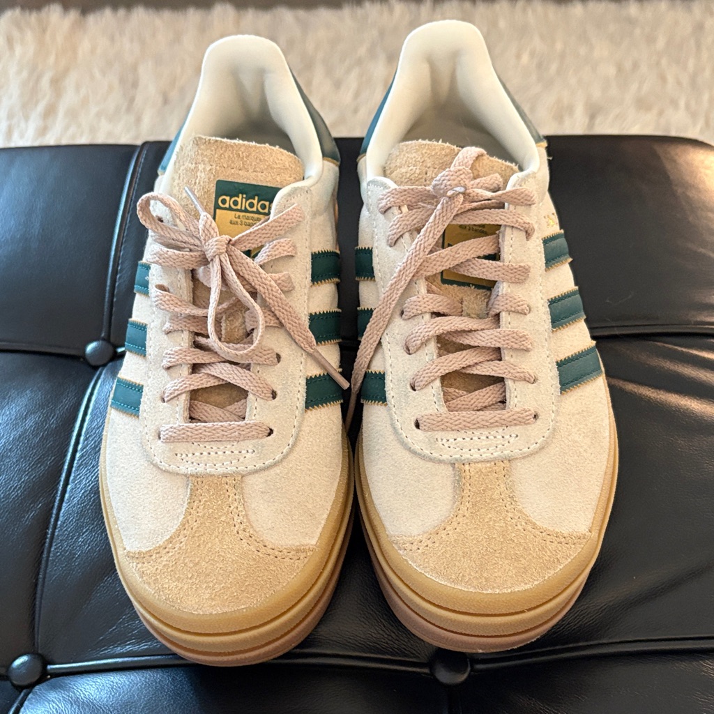 Adidas Gazelle Bold Cream And Green Sneakers